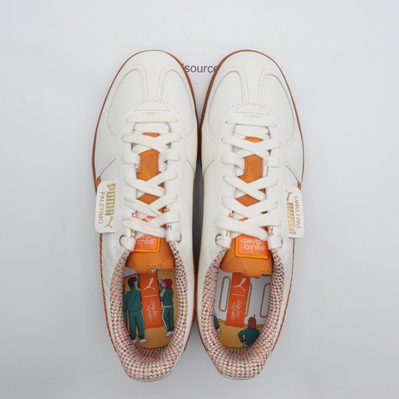 NEW Size 12 Men's PUMA Palermo Squid Game Leather Sneakers 401074-01 Warm White - Picture 6 of 8